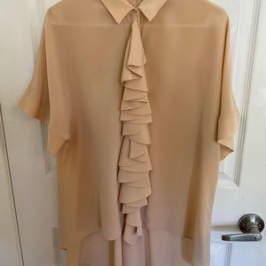 Anne Fontaine High-Low Blouse with Ruffle